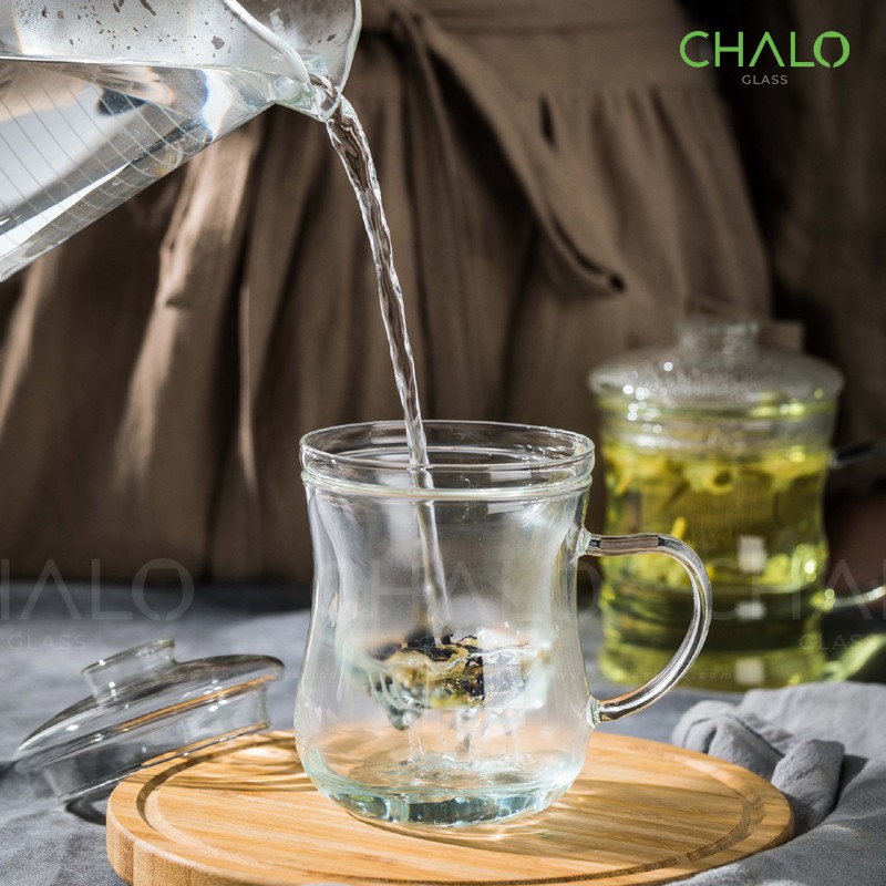 Cốc thủy tinh ủ trà dáng cao 350ml (Thủy tinh chịu nhiệt - Borosilicat) - UTC
