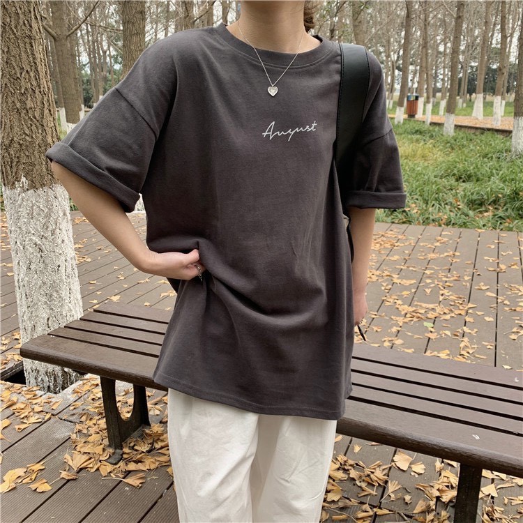 [Freeship] Áo Thun Cổ Tròn Dáng Rộng In Chữ áo tay lỡ form rộng | BigBuy360 - bigbuy360.vn