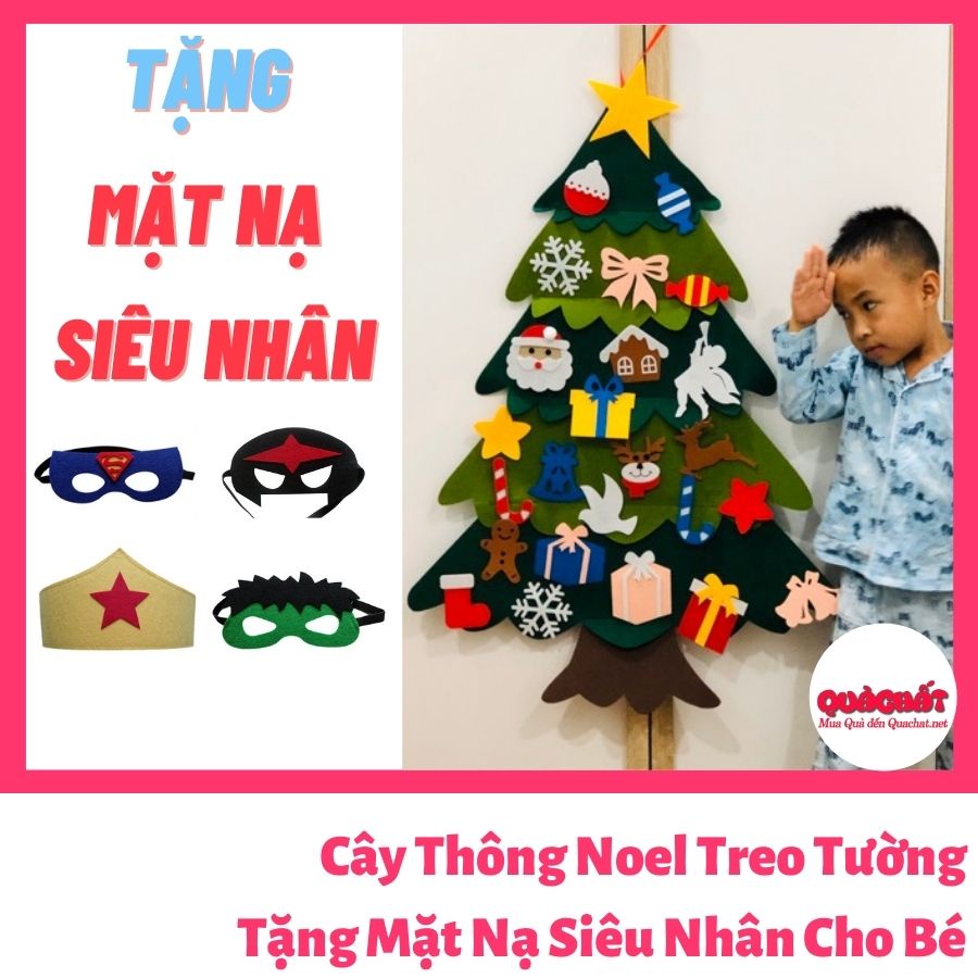 Cây thông vải nỉ 5 tán phụ kiện siêu đẹp tặng kèm mặt nạ siêu nhân anh hùng cho bé