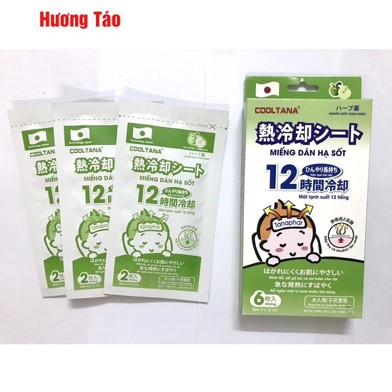 Hộp 6 Miếng Dán Gel Hạ Sốt Cooltana cho bé (Hương Dâu, Bạc Hà, Táo)