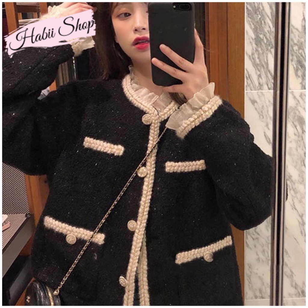 Áo dạ Tweed nữ hàn quốc dáng ngắn - Áo khoác nữ đẹp sang chảnh HABII AD01 | BigBuy360 - bigbuy360.vn