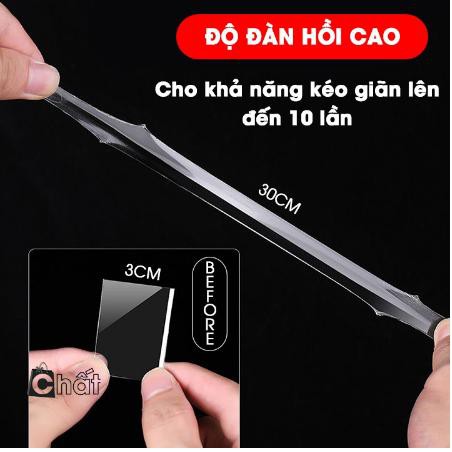 Cuộn băng keo nano 2 mặt trong suốt cao cấp chịu lực chịu nhiệt tốt