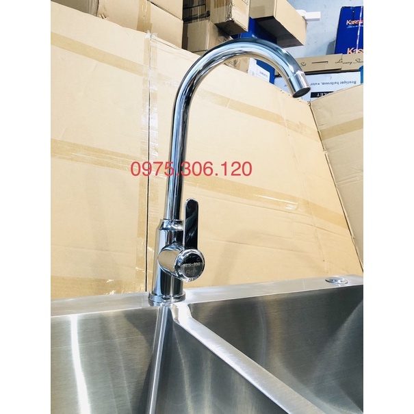 [LOẠI 1] Vòi Rửa Chén Bát Nóng Lạnh 100% INOX 304 ĐÁNH BÓNG N4010 vòi ổ bi xoay nhẹ không lỏng cần, tay gạt dính liền