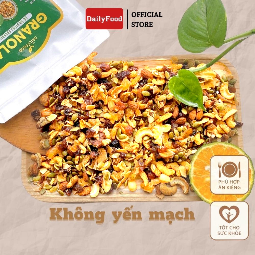 Granola ăn kiêng siêu hạt có Macca , Óc Chó Ngũ cốc giảm cân Mix 9 loại hạt DailyFood chính hãng