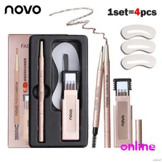 [Hàng mới về] Bộ bút kẻ lông mày xoay tự động chống nước kèm 3 khuôn kẻ lông mày