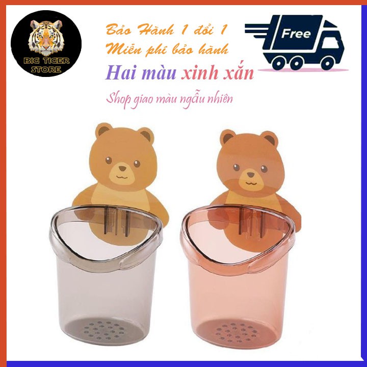 [Vỡ hoàn tiền]Cốc Dán Tường Nhà Tắm Hình Gấu Dễ Thương - Cốc Đựng Bàn Chải Đánh Răng - Cốc Hình Gấu - Đồ dùng nhà tắm