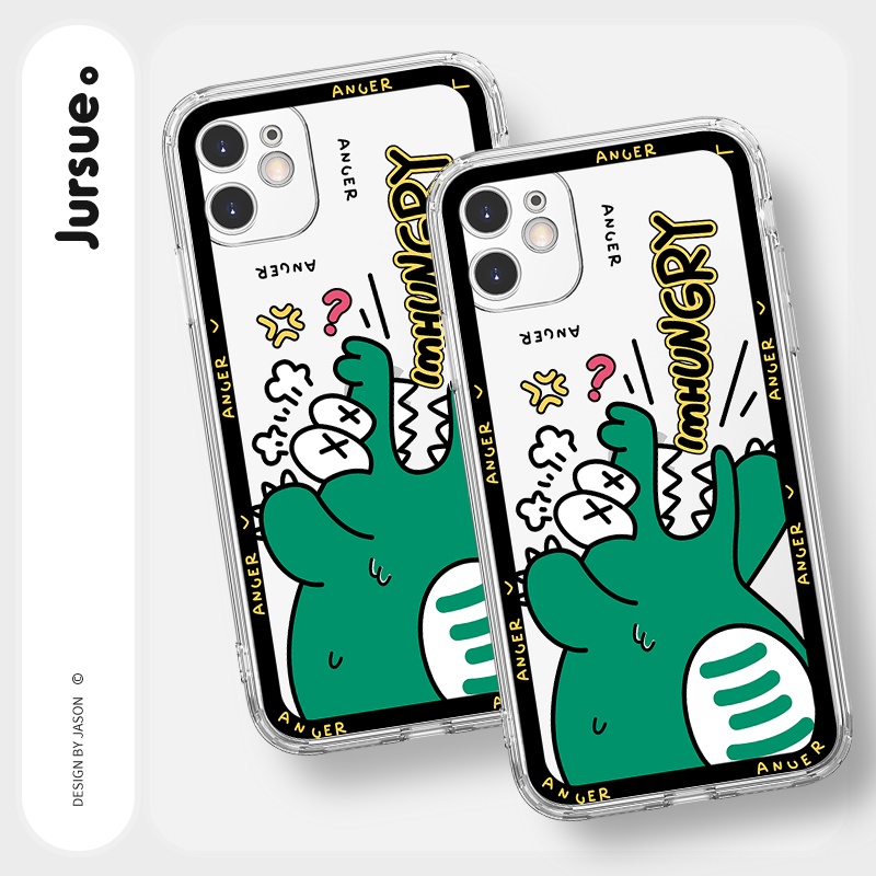 Ốp lưng JURSUE viền vuông hoạt hình dễ thương đẹp cho iPhone 13 12 11 Pro Max SE 2020 X XR XS ip 8 7 6 6S Plus kute Y206