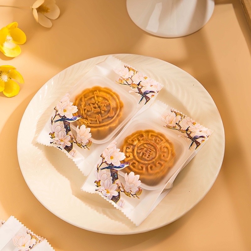 set 100 bộ vỏ khay và túi bánh trung thu mộc lan