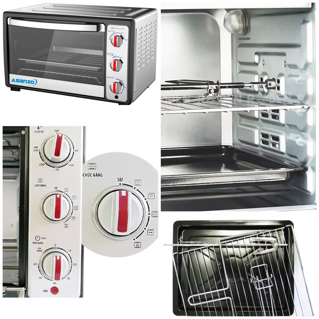 Lò nướng đối lưu Asanzo EV-35A1  Có chức năng quay - Hàng Chính Hãng