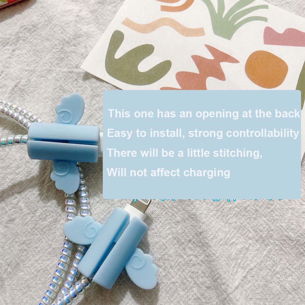 Phụ kiện bọc bảo vệ đầu dây cáp sạc kiểu đôi cánh thiên thần đáng yêu thích hợp cho iPhone thiết bị Type C laptop