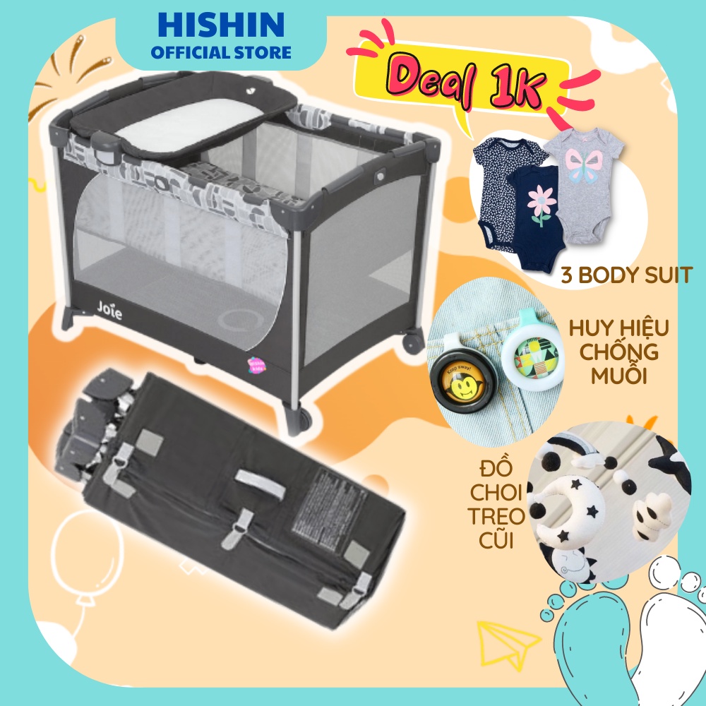 Cũi vải Joie trọn bộ cho bé (sơ sinh - 2 tuổi), cũi gấp gọn, thành cũi vải lưới, bé lăn không đau. An toàn, dễ vệ sinh