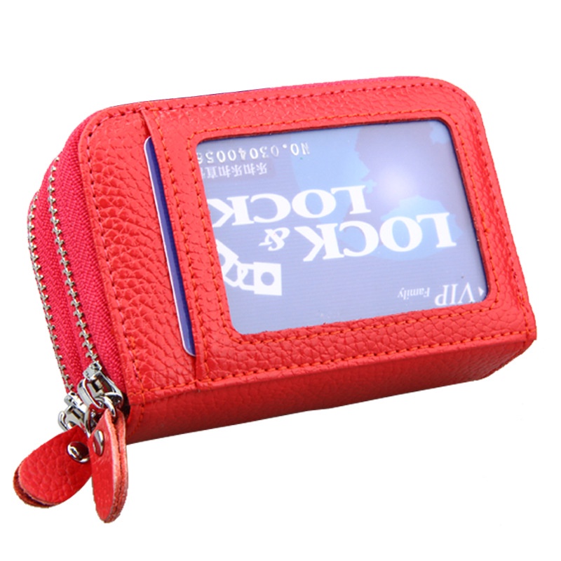 Ví Da Thời Trang Đựng Thẻ Tín Dụng / Danh Thiếp Có Khóa Kéo Đôi Cho Nữ