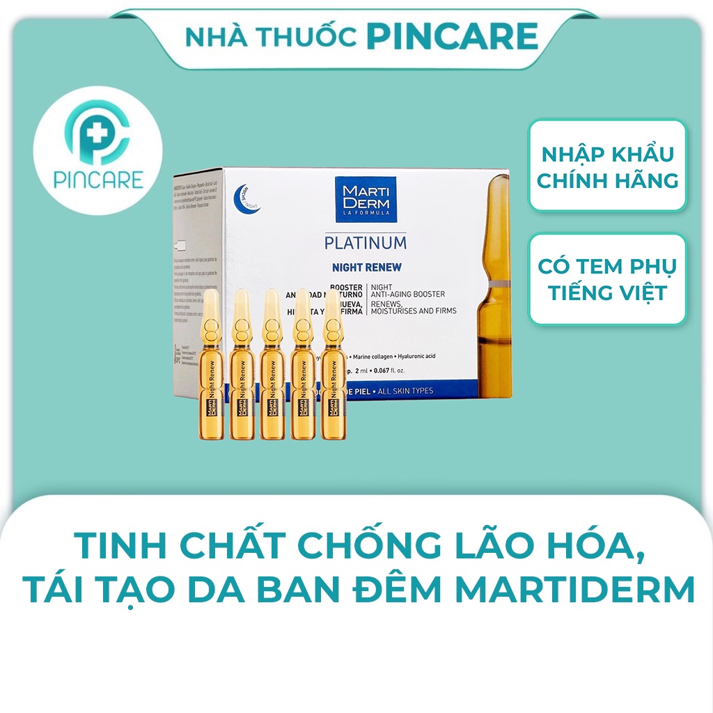 Tinh chất phục hồi da Martiderm Platinum Night Renew Ampoule  tái tạo da ban đêm - Hàng chính hãng Date 11/2024