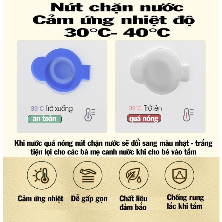 Thau tắm gấp gọn Minibear cho bé kèm phao tắm lớn và quà tặng mũ gội đầu.