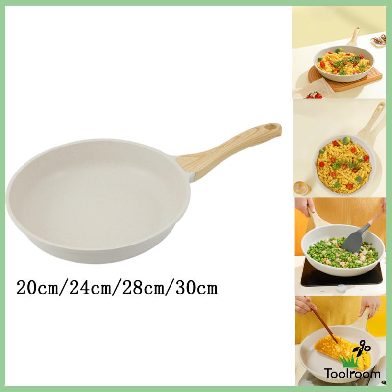 [Toolroom] Chảo Chống Dính, Chảo Đá, Lớp Phủ Granite Với Tay Cầm Chảo Chiên Trứng Cho Nhà Bếp, Màu Trắng