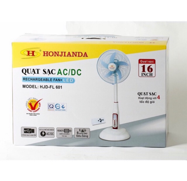 Quạt sạc đứng có Remote cánh 16 Inch Honjianda HJD-FL602 | BigBuy360 - bigbuy360.vn