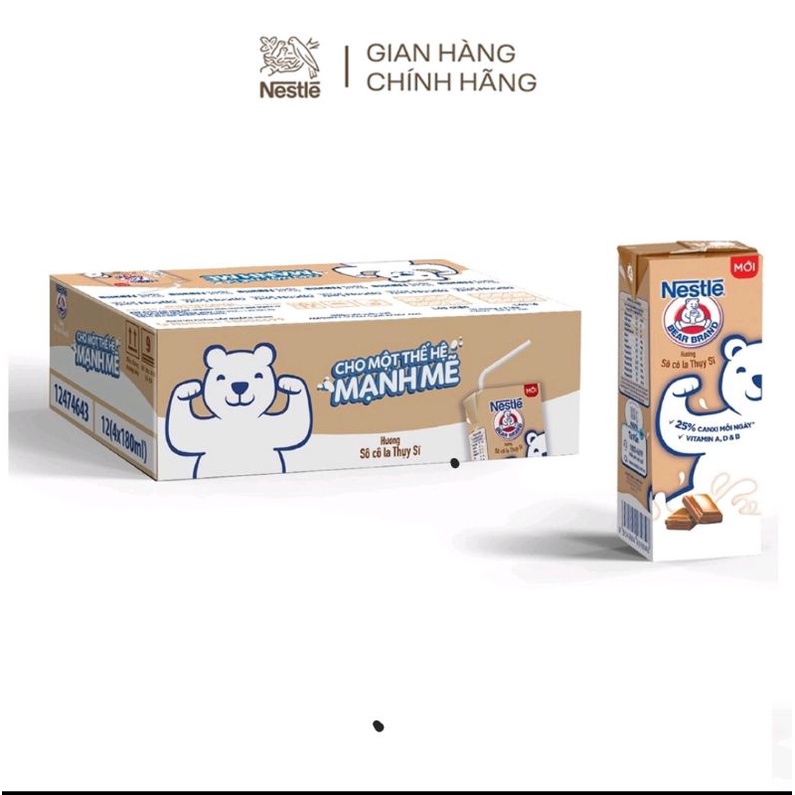 Thùng 48 hộp sữa Nestle Gấu hương sô cô la Thụy Sĩ (48x180ml)