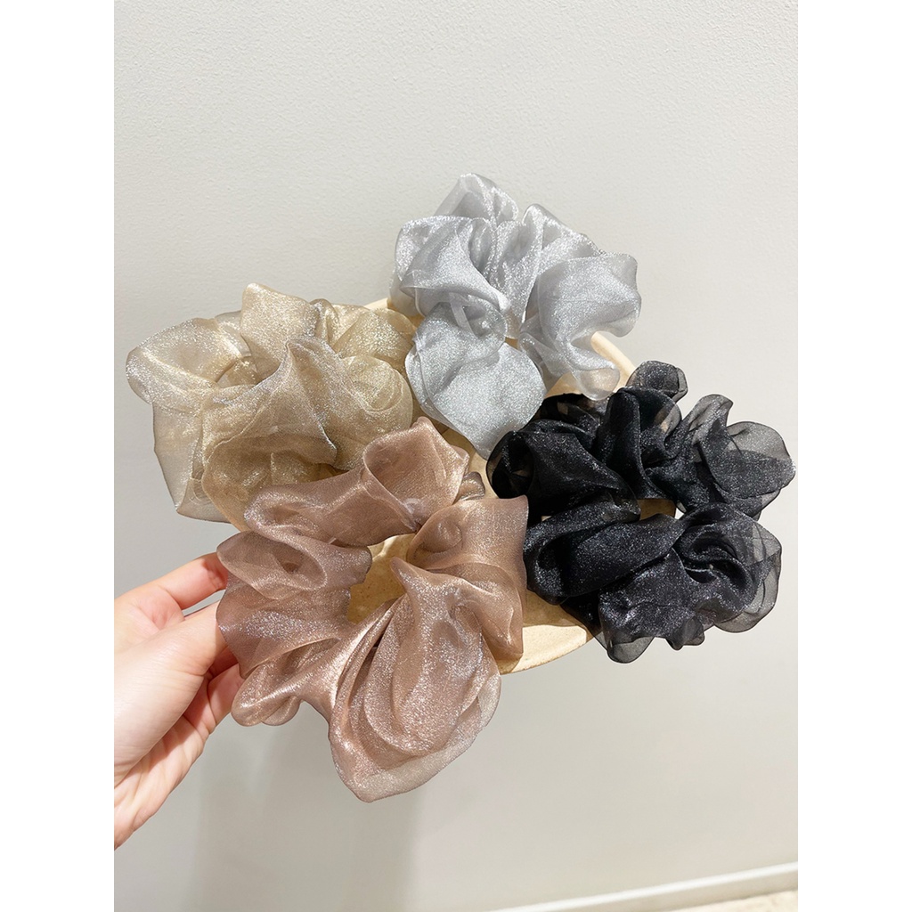 Dây Buộc Tóc Scrunchies ,Vòng Tóc Retro Kiểu Pháp Chất Liệu Lưới Ngọc trai Nhiều Màu Siêu Xinh