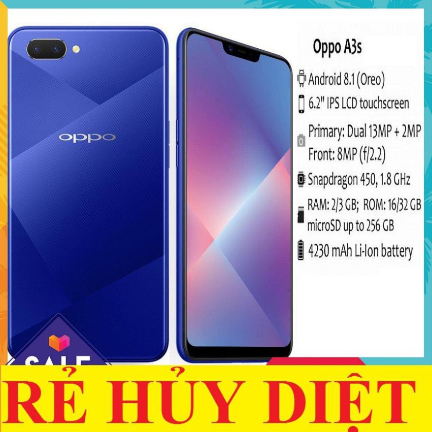 Điện thoại OppoA3S  ram 6G/128G 2sim mới Chính Hãng- màn hình tai thỏ thời thượng - GGS 02