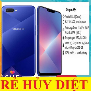 [ Chính Hãng ] điện thoại Oppo A3S ram 6G/128G 2sim màn hình tai thỏ thời thượng, Camera siêu nét, cân game mượt - GS1
