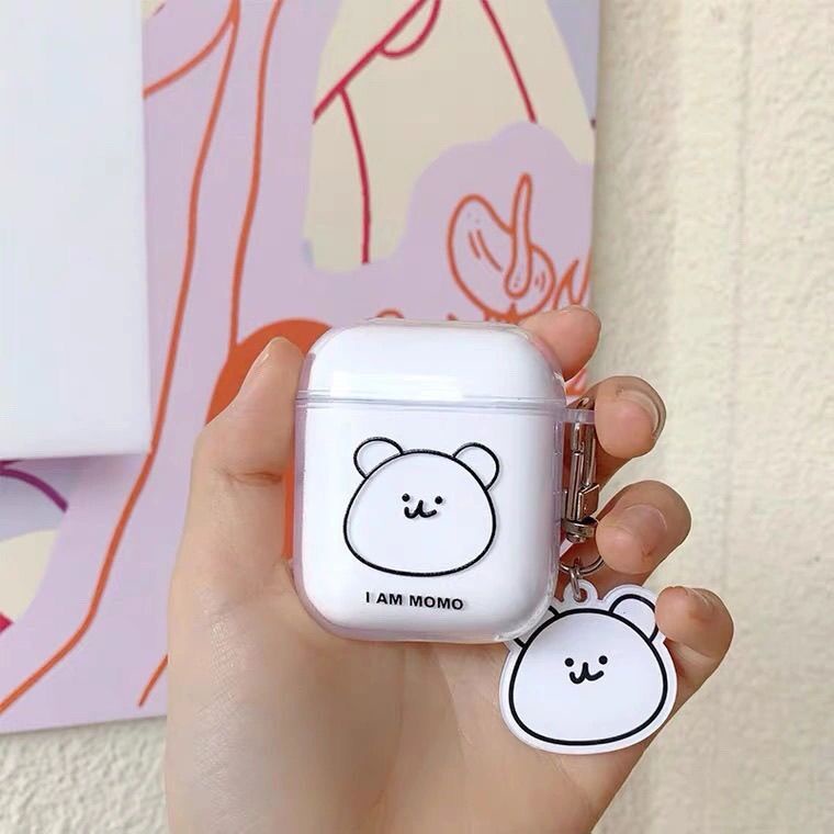 [Tặng kèm móc khoá] IN16 Case airpods 1/2/PRO Gấu kem in hình dễ thương