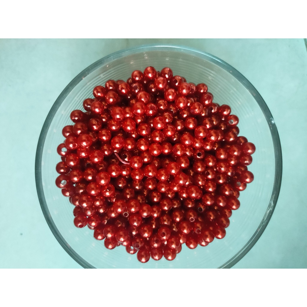 25gam hạt trai, bẹt nhựa màu đỏ đủ size 4-6-8-10-12mm