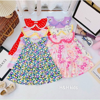 Váy bé gái thun cotton xuất dư 8-30kg họa tiết xòe xinh xắn, đầm cho bé mặc hè trẻ em size đại 1 2 3 4 5 6 tuổi Đ009