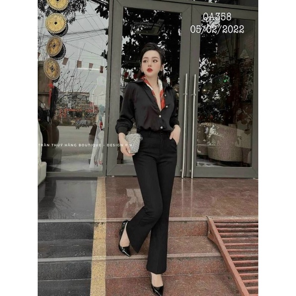 Sơ mi lụa bóng không nhăn Mẫu Hot phong cách Hàn Quốc