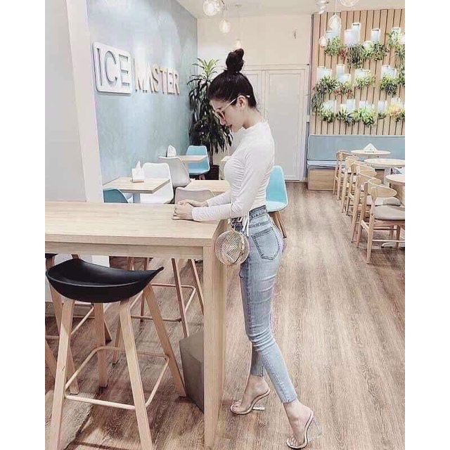 Guốc mica cao gót đế xuồng, gót trong suốt 12cm