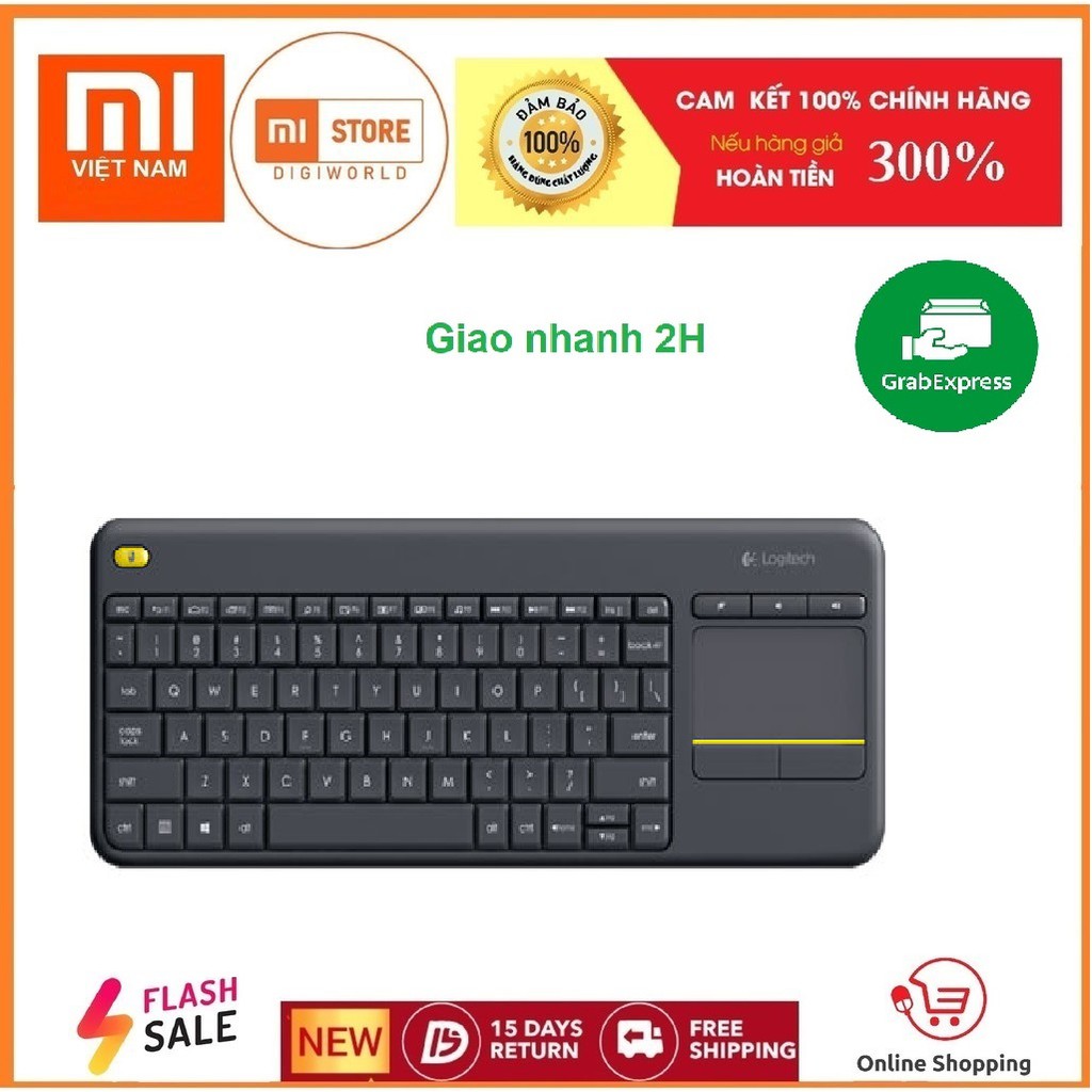 Bàn phím không dây tích hợp chuột cảm ứng Logitech Wireless Touch Keyboard K400 plus