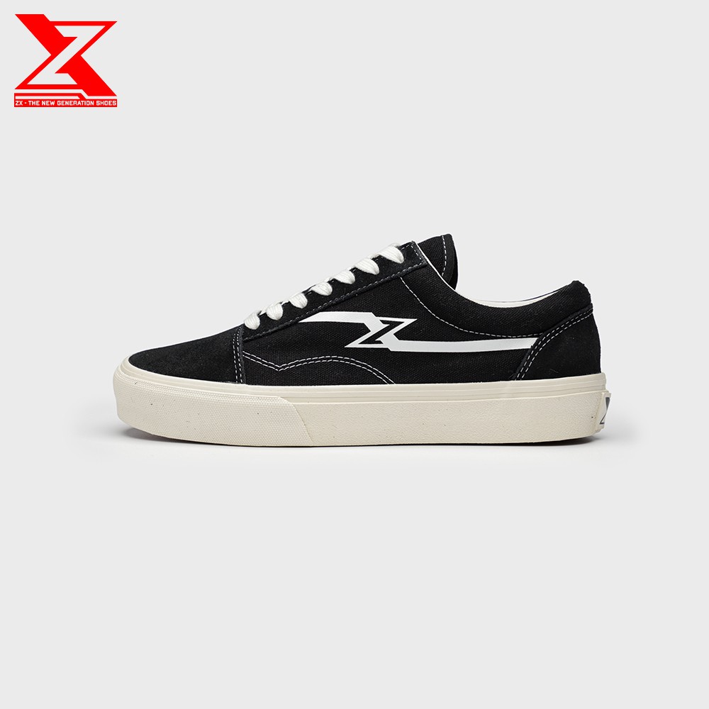 Giày sneaker - Nam Nữ - ZX 02 - Màu đen phối sọc trắng cool ngầu
