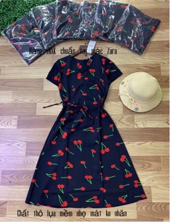 [Xả hàng]Đầm quả Cherry vạt chéo