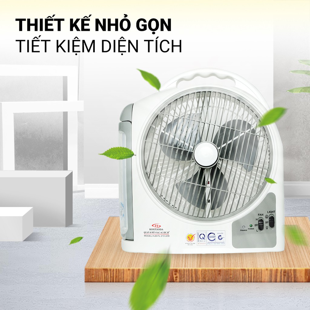 Quạt sạc điện có đèn Honjianda HJD-FL 213 (1 và 2 bình)