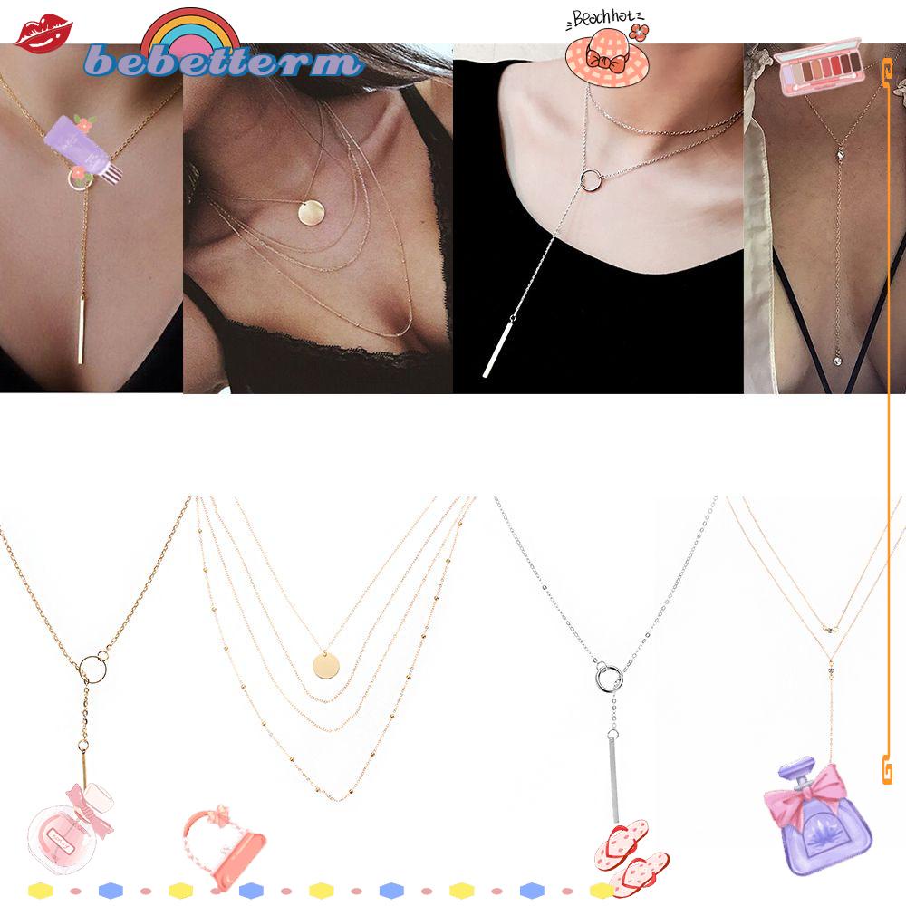 Vòng cổ Nhiều Lớp Mặt Hình Học Phong Cách Boho Thời Trang Cho Nữ