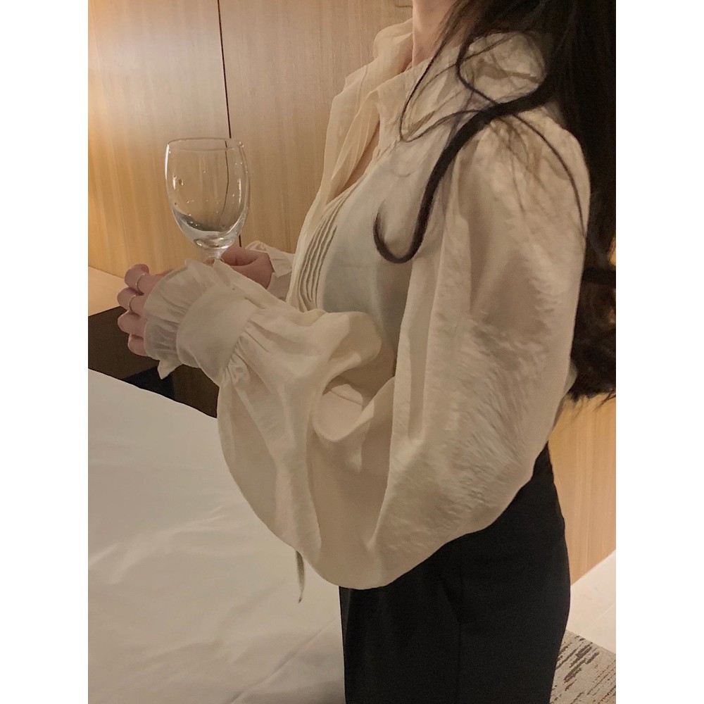 Áo tay dài phối ren phong cách Hàn Quốc thời trang dành cho nữ 42581