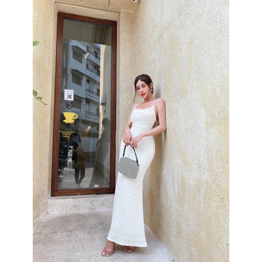 Đầm 2 dây ôm body maxi dài kiểu đuôi cá hở lưng cực sexy , chất thun  gân mềm mịn | BigBuy360 - bigbuy360.vn