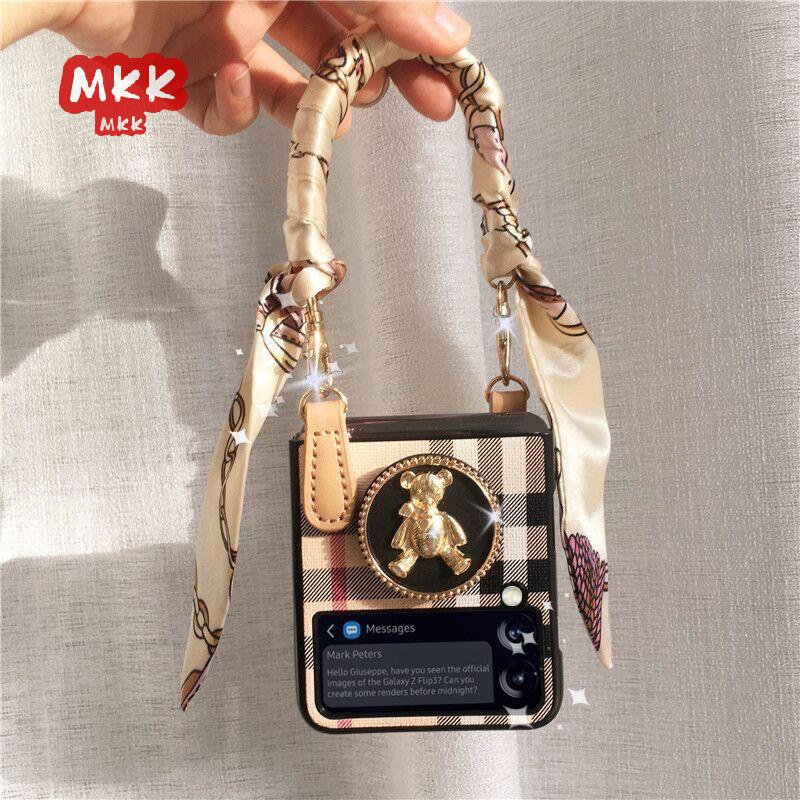 Ốp điện thoại da MKK chính hãng gập lại được cho Samsung zflip3 z flip3 F7110