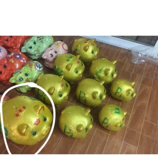 Lợn đất nhũ chữ Pi size to