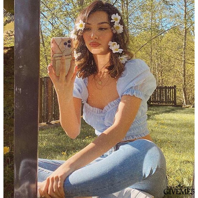 Áo Croptop Tay Ngắn Cổ Thuyền Thiết Kế Cột Dây Xinh Xắn Cho Nữ