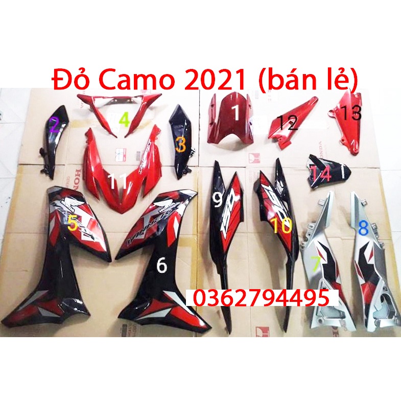 Dàn áo Winner X Đỏ Camo 2021 Zin chính hãng Honda