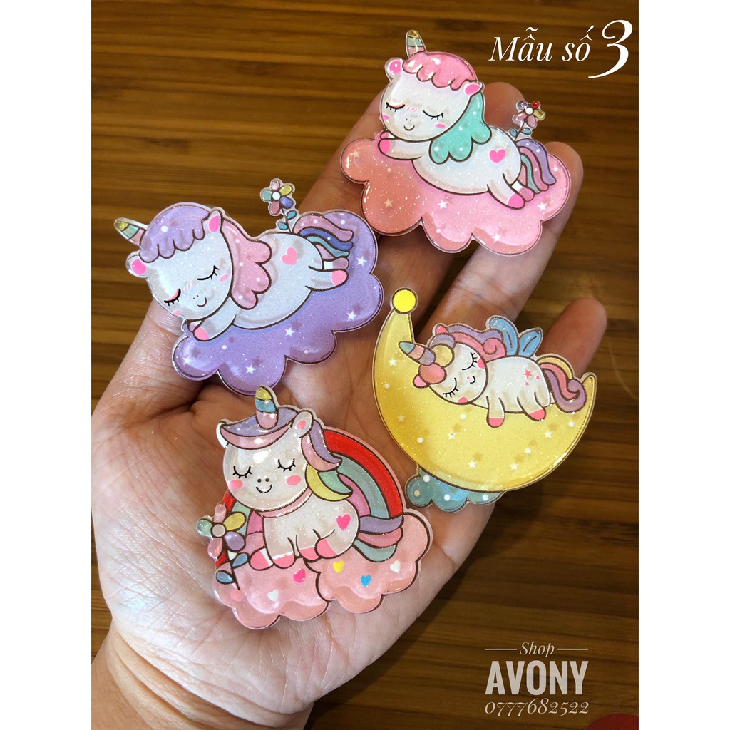 Kẹp tóc mái trẻ em - Cặp mái dành cho bé (mẫu số 3) Kỳ lân mặt trăng pony