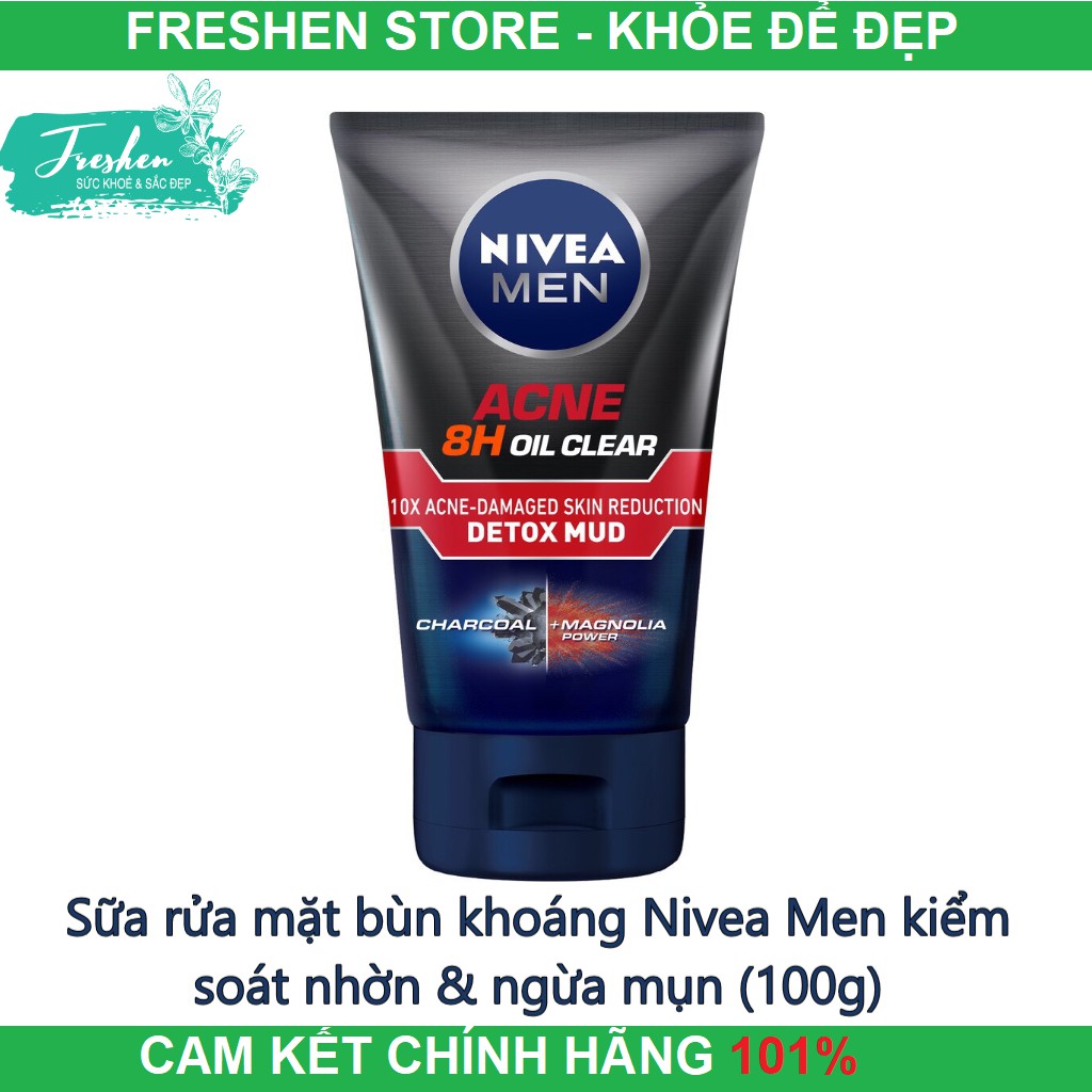 (CHÍNH HÃNG) Sữa rửa mặt bùn khoáng Nivea Men kiểm soát nhờn & ngừa mụn (100g)