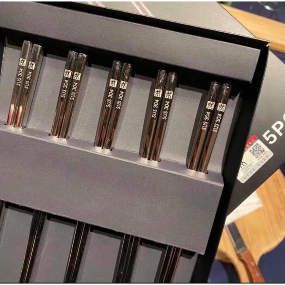 HỘP SET 5 ĐÔI ĐŨA INOX Hãng Zwilling Của Đức Siêu Hót Hít