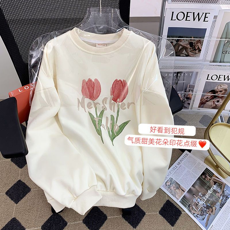 Áo Nỉ Dài Tay Cổ Tròn Dáng Rộng Thiết Kế Mới Thời Trang Mùa Xuân Thu Theo Phong Cách Hàn Quốc Cho