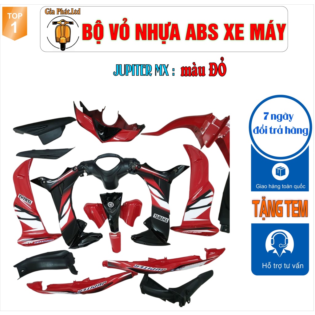 Bộ dàn áo xe Jupiter MX MẮT CÁO , nhựa ABS nguyên sinh cao cấp màu ĐỎ _ SPP-551
