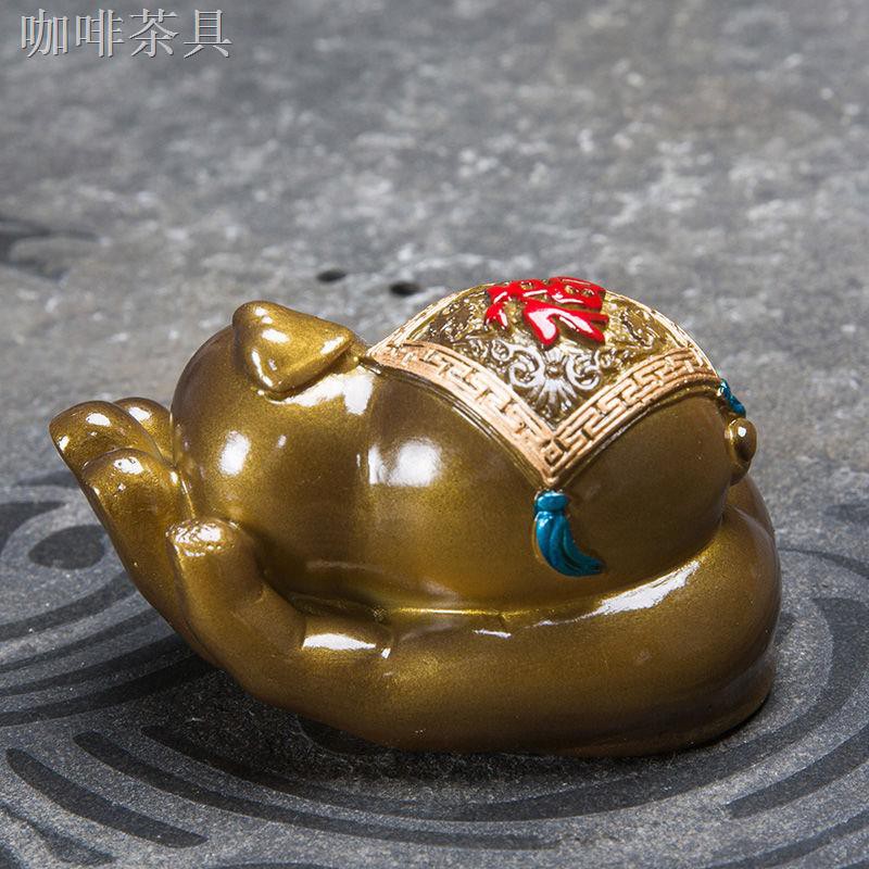 VĐồ trang trí thú cưng trà đổi màu tài lộc và vàng có thể nâng Cóc vàng, phụ kiện bộ ấm trà, bình xịt nước để xua đuổi t