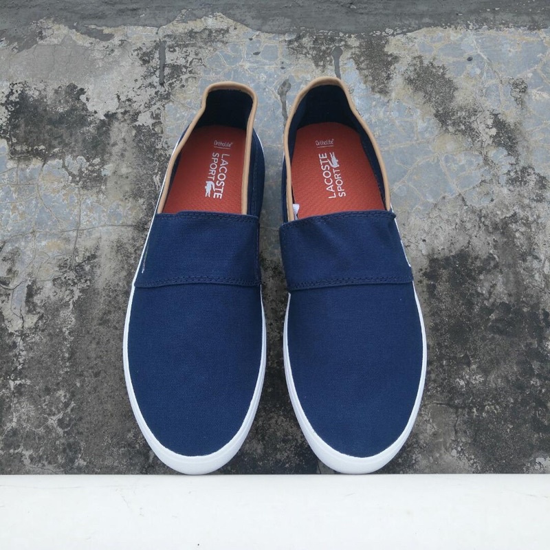 Giày lười vải cho nam thương hiệu Lacoste cao cấp đế mềm