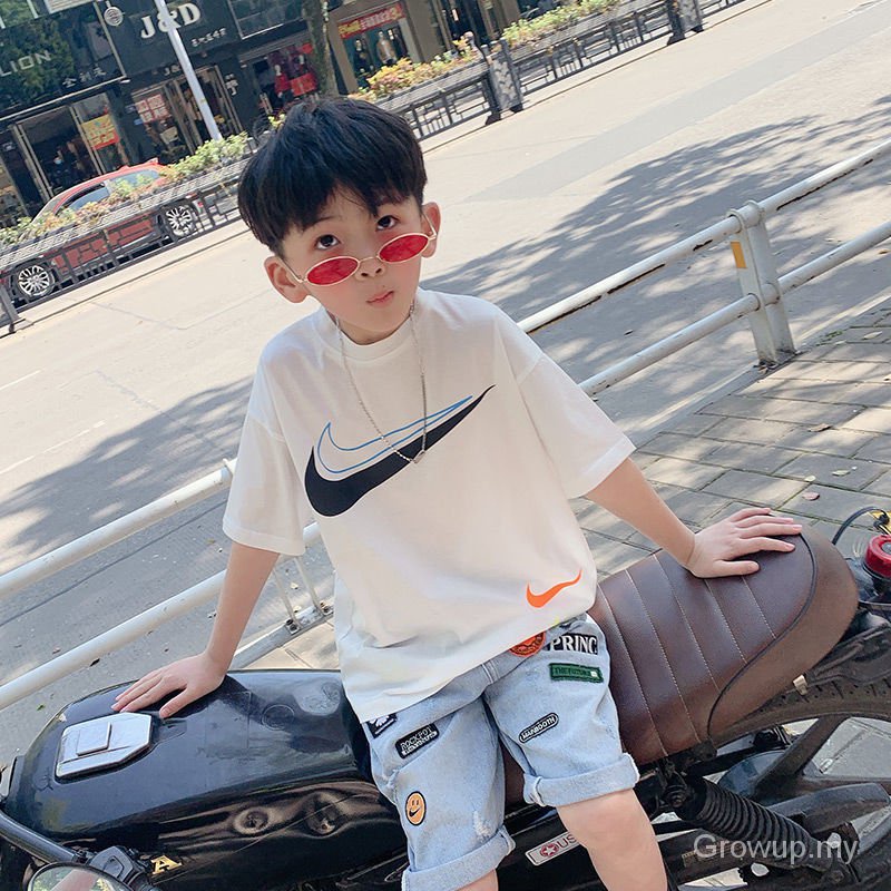 Áo Thun Tay Ngắn Bằng Cotton Thời Trang Mùa Hè Hàng Mới 2021 Dành Cho Bé Trai