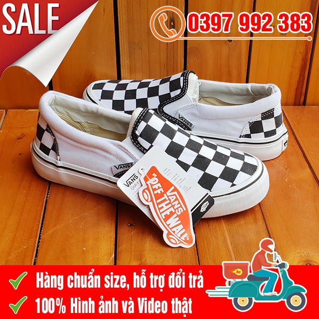 [MIỄN PHÍ SHIP] Giày Thể Thao Lười Slip On Caro Đen Trắng Nam Nữ | BigBuy360 - bigbuy360.vn