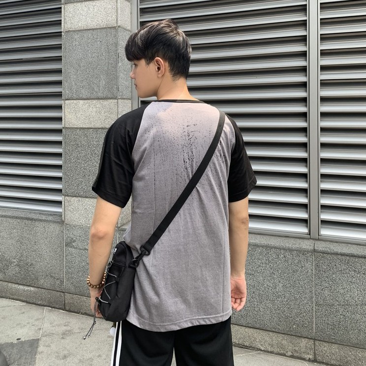 Áo thun raglan thân xám tay đen áo thun phối tay form rộng dáng unisex Hàn Quốc - City Cycle